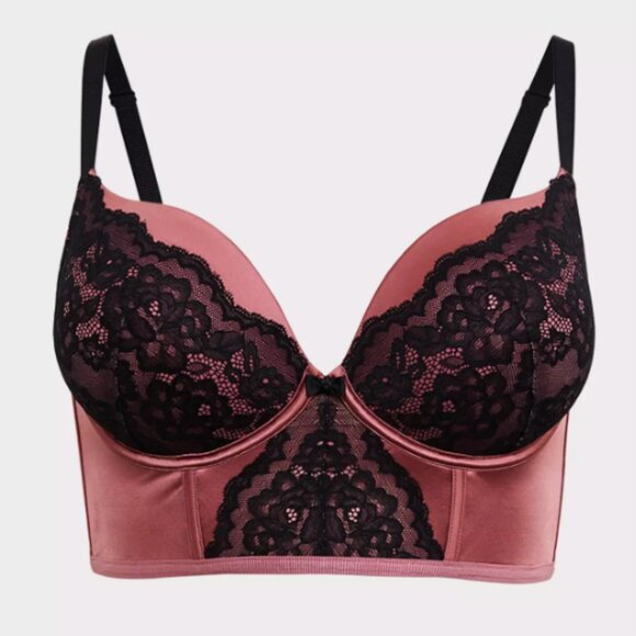 Torrid XO Plunge Bra Long Line‎ size 40D Underwire Padded Multiway Straps - Picture 1 of 11